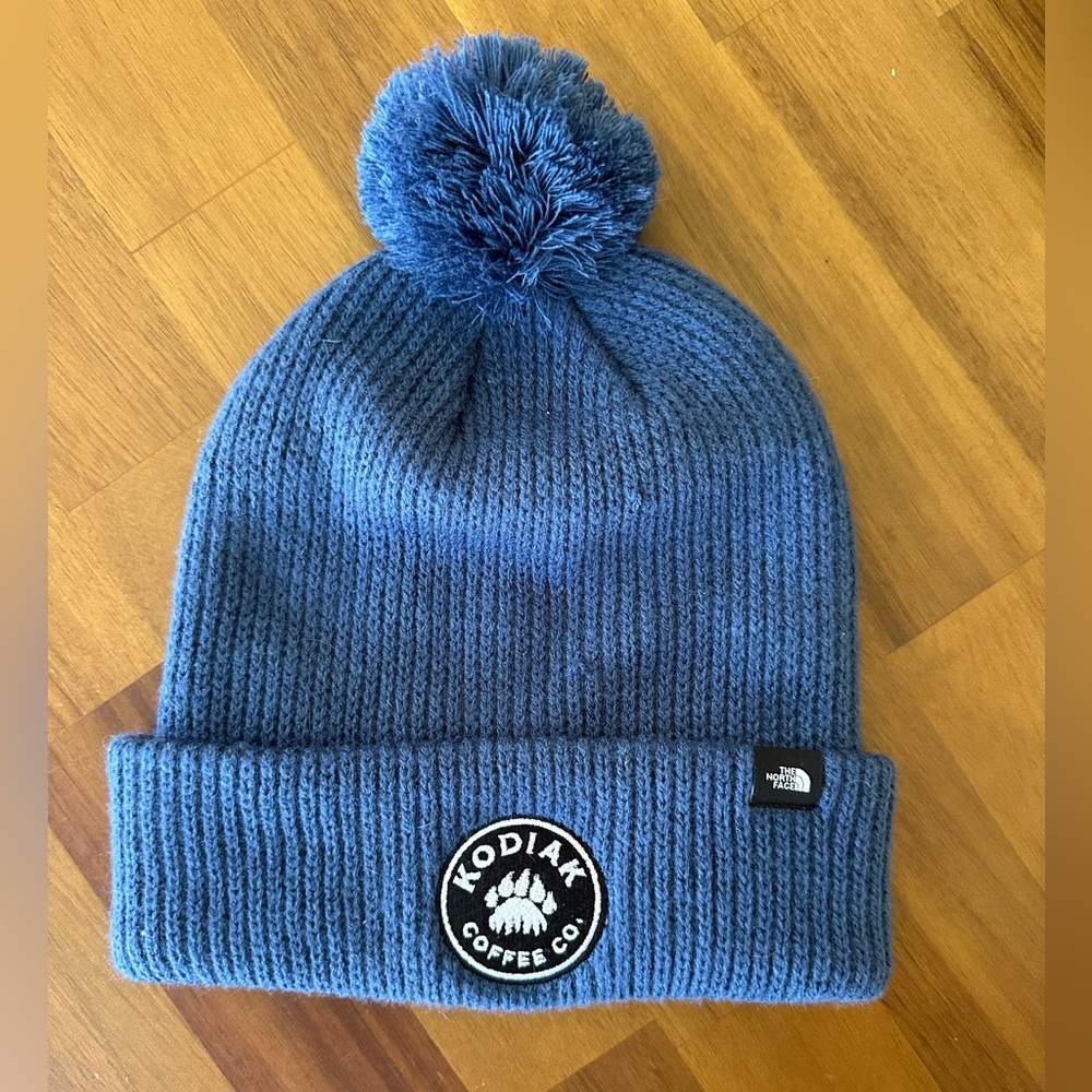 The North Face Kodiak Coffee Blue Pom-Pom Beanie 100% Acrylic
